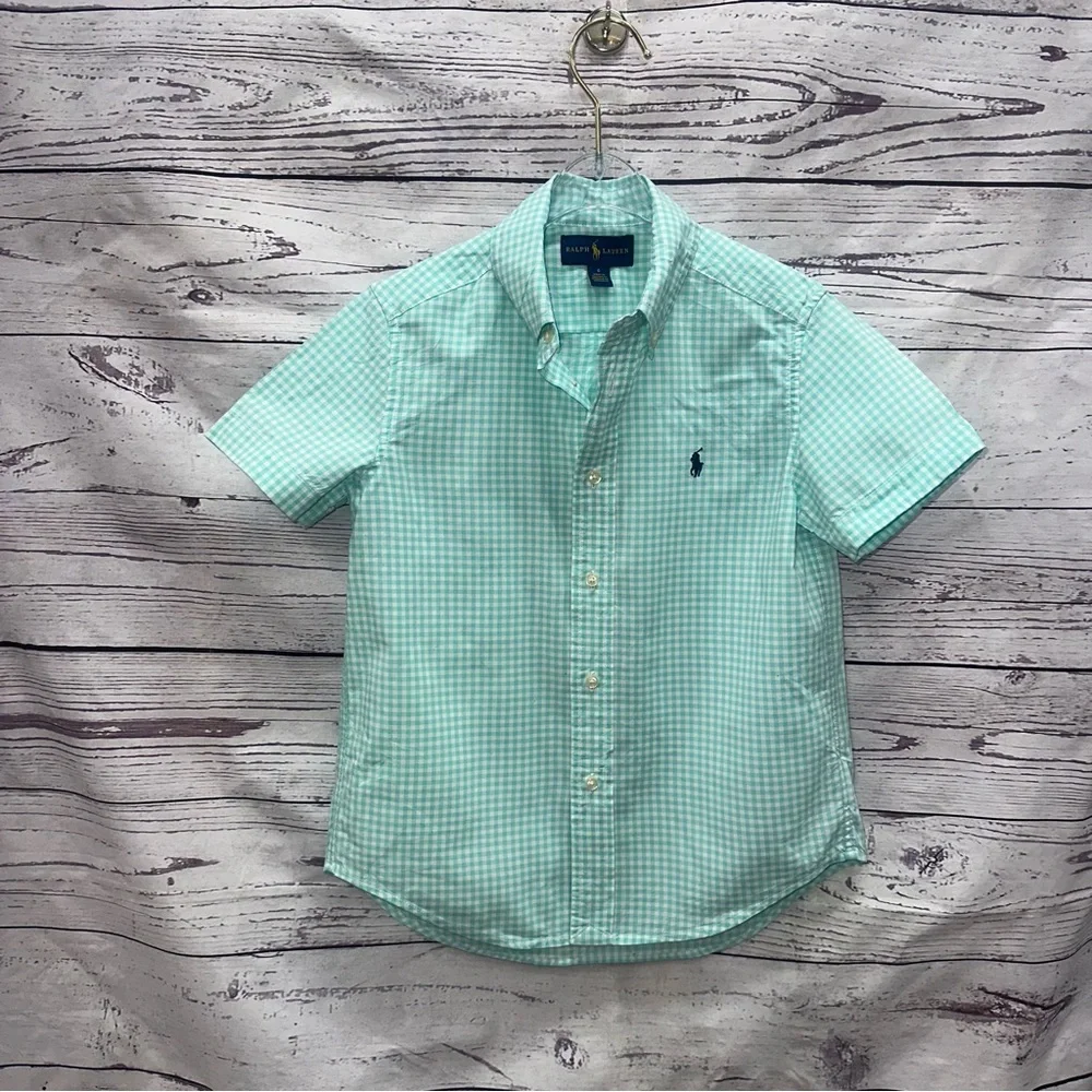 Ralph Lauren Mint Green Gingham Shirt Size 6